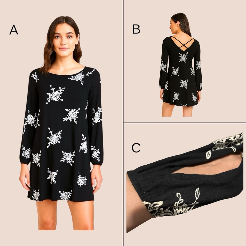 Elegant Black and White Floral Dress